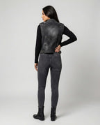 Dark Wash Denim Biker Gilet with Adjustable Waist Belt