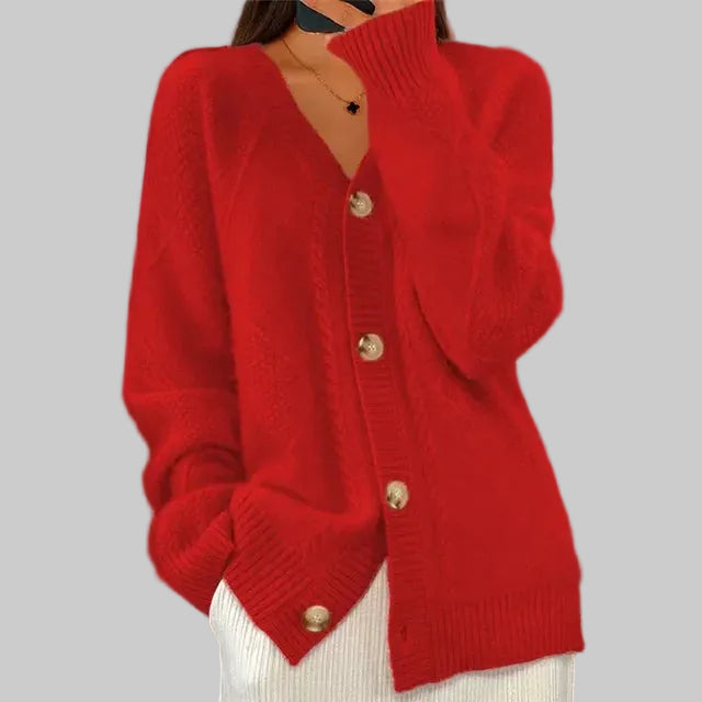 Elegant Soft Knit Cardigan, Button Front with Long Sleeves