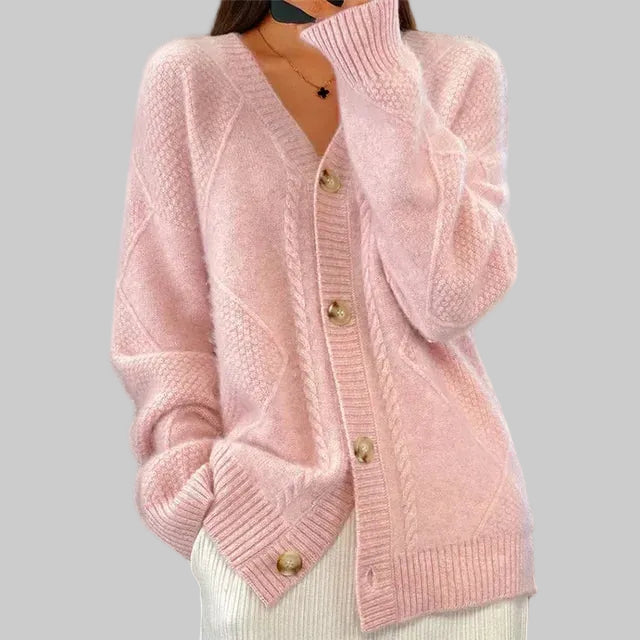 Elegant Soft Knit Cardigan, Button Front with Long Sleeves