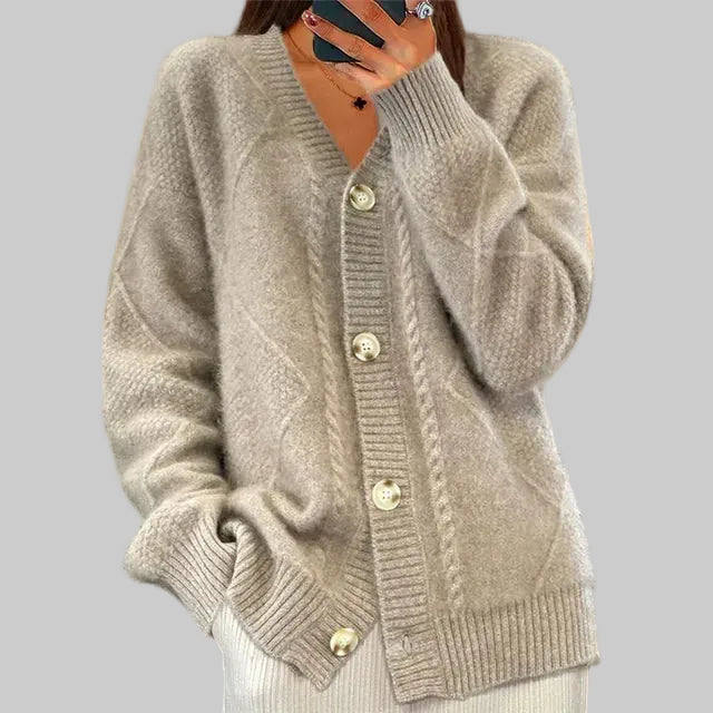 Elegant Soft Knit Cardigan, Button Front with Long Sleeves