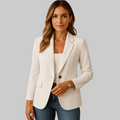 Fitted Blazer with Single Button Closure and Flap Pockets