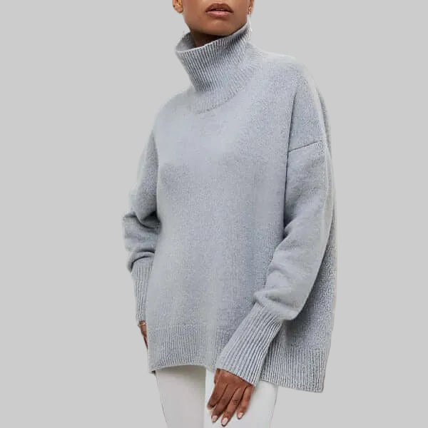 High-Neck Knit Sweater in Soft Breathable Fabric