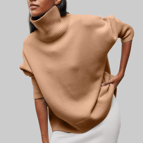 High-Neck Knit Sweater in Soft Breathable Fabric