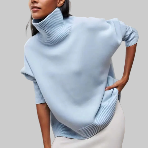 High-Neck Knit Sweater in Soft Breathable Fabric
