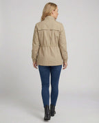 Lightweight Utility Jacket with Drawstring Waist and Flap