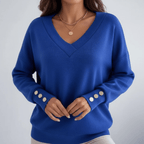 Oversized Breathable Knit V-Neck Sweater with Loose Fit
