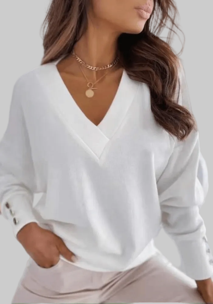 Oversized Breathable Knit V-Neck Sweater with Loose Fit