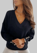 Oversized Breathable Knit V-Neck Sweater with Loose Fit