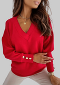 Oversized Breathable Knit V-Neck Sweater with Loose Fit