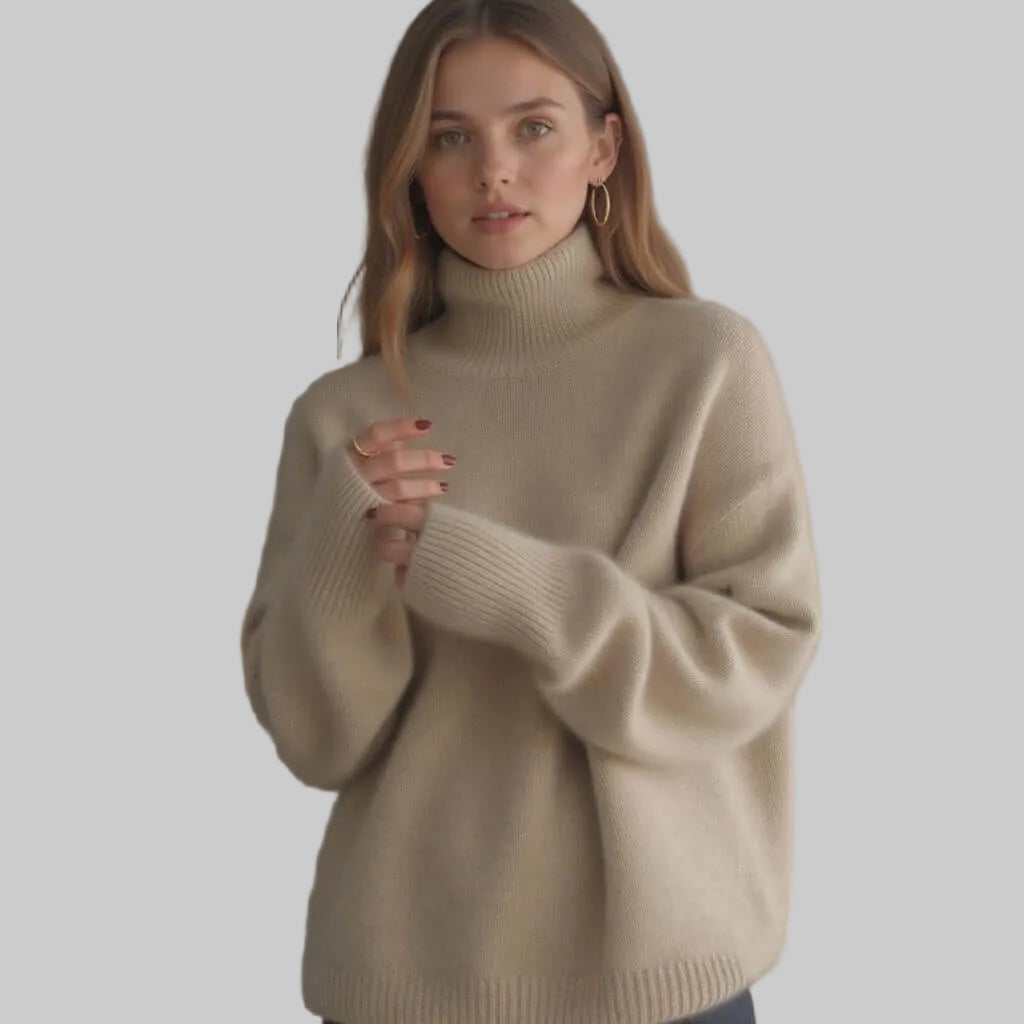 Soft Knit Turtleneck Sweater in a Oversized Fit