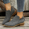 Women's Black Ankle Boots | Leather-Look Slip-On, Low Block Heel Booties 0