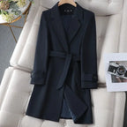 Women's Black Blazer | Tailored Fit, Tie Belt, Stand Collar 0