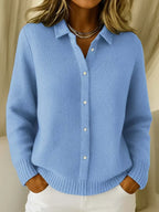 Women's Black Cardigan | Button-Front, Structured Collar, Relaxed Fit 0