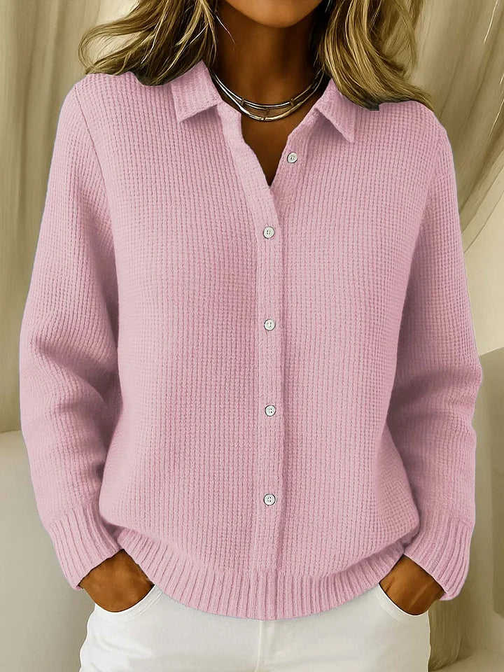 Women's Black Cardigan | Button-Front, Structured Collar, Relaxed Fit 1