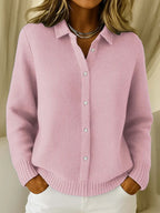 Women's Black Cardigan | Button-Front, Structured Collar, Relaxed Fit 1