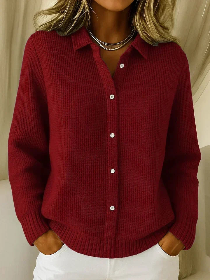 Women's Black Cardigan | Button-Front, Structured Collar, Relaxed Fit 2