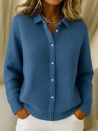 Women's Black Cardigan | Button-Front, Structured Collar, Relaxed Fit 3