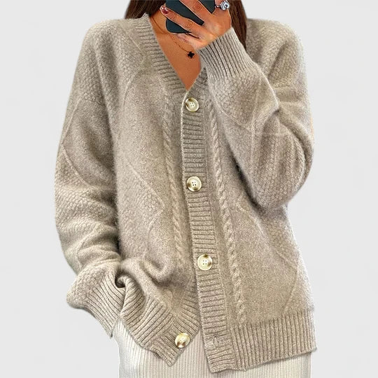 Women's Black Cardigan | V-Neck, Button Closure, Relaxed Fit 1