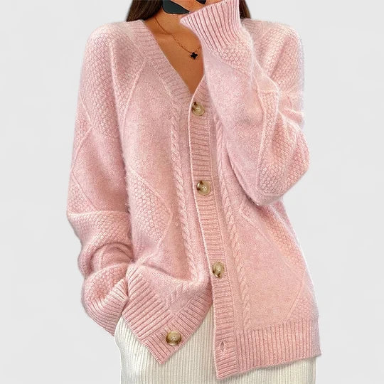 Women's Black Cardigan | V-Neck, Button Closure, Relaxed Fit 2