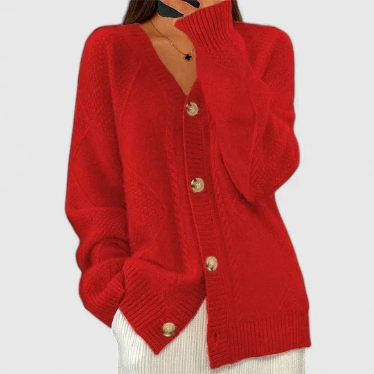 Women's Black Cardigan | V-Neck, Button Closure, Relaxed Fit 3