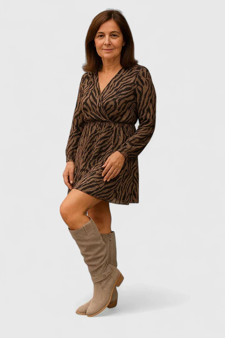 Women's Black Knee High Boots | Low Block Heel, Perforated Shaft 1