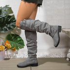 Women's Black Knee High Boots | Slouchy Fit, Buckle Detail, Comfortable Block Sole 1