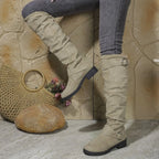Women's Black Knee High Boots | Slouchy Fit, Buckle Detail, Comfortable Block Sole 6
