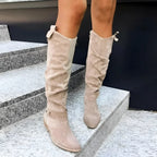 Women's Black Knee High Boots | Stylish Suede, Side Zipper, Comfortable Heel 1