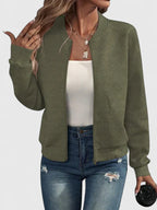 Women's Bomber Jacket | Geometric Texture, Lightweight, Comfortable Fit 0
