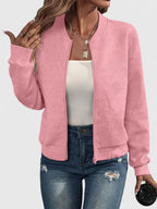 Women's Bomber Jacket | Geometric Texture, Lightweight, Comfortable Fit 1