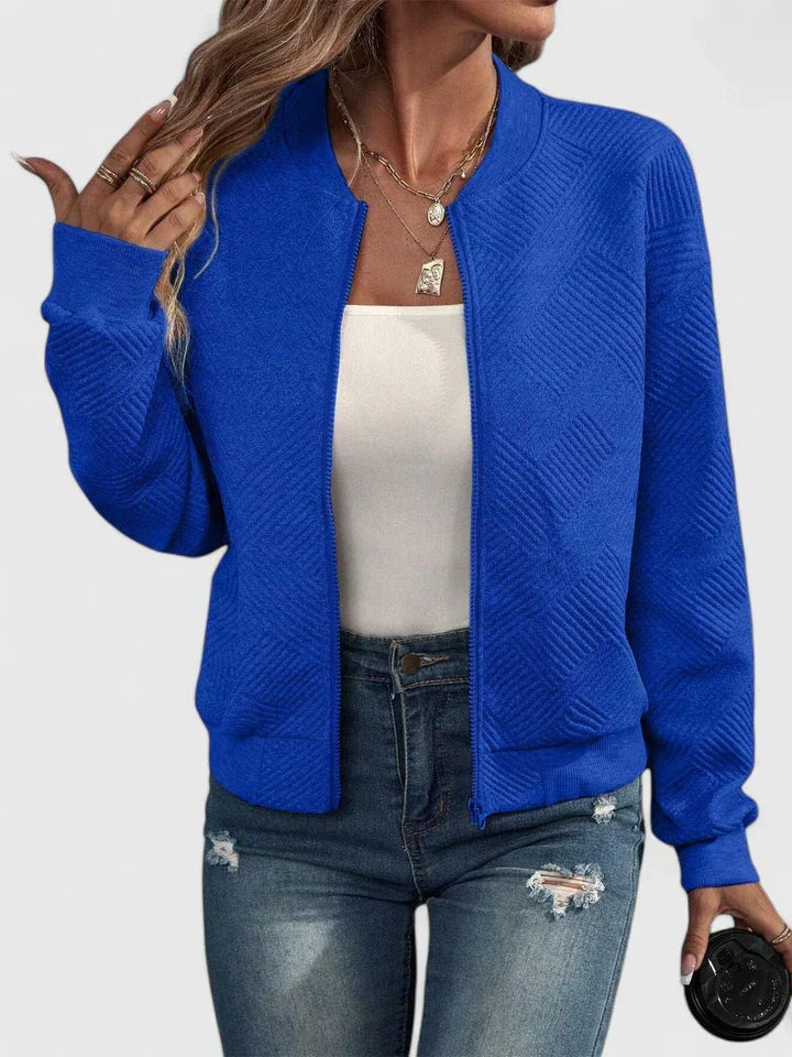 Women's Bomber Jacket | Geometric Texture, Lightweight, Comfortable Fit 2