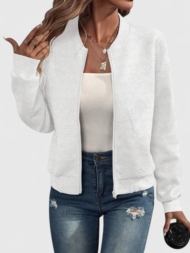 Women's Bomber Jacket | Geometric Texture, Lightweight, Comfortable Fit 3