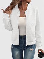 Women's Bomber Jacket | Geometric Texture, Lightweight, Comfortable Fit 3