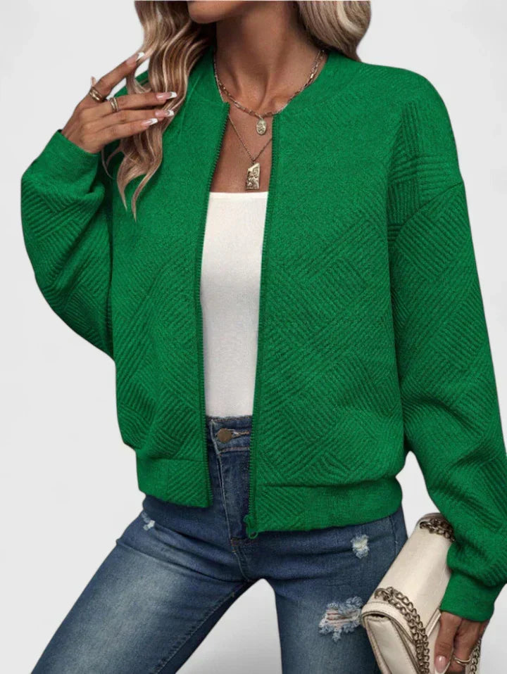 Women's Bomber Jacket | Geometric Texture, Lightweight, Comfortable Fit 4