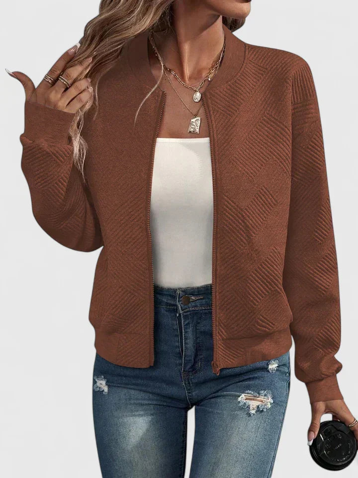 Women's Bomber Jacket | Geometric Texture, Lightweight, Comfortable Fit 5