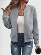 Women's Bomber Jacket | Geometric Texture, Lightweight, Comfortable Fit 6