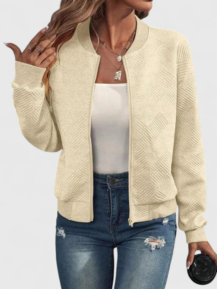 Women's Bomber Jacket | Geometric Texture, Lightweight, Comfortable Fit 8
