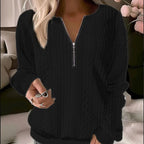 Women's Cable Knit Jumper | Half-Zip, Long Sleeve, Relaxed Fit 5