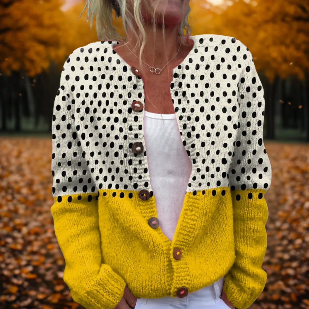 Women’s Cardigan | Soft Knit, Polka Dot Pattern, Relaxed Open Front 0