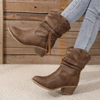 Women's Cowgirl Boots | Leather Look, Water-Resistant, Block Heel 4
