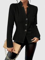 Women's Elegant Jacket | Tailored Fit, Geometric Texture, Structured Collar 0
