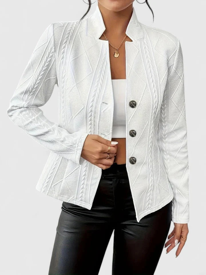 Women's Elegant Jacket | Tailored Fit, Geometric Texture, Structured Collar 1