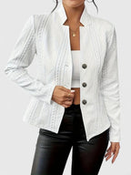 Women's Elegant Jacket | Tailored Fit, Geometric Texture, Structured Collar 1