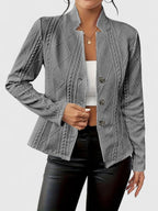 Women's Elegant Jacket | Tailored Fit, Geometric Texture, Structured Collar 2