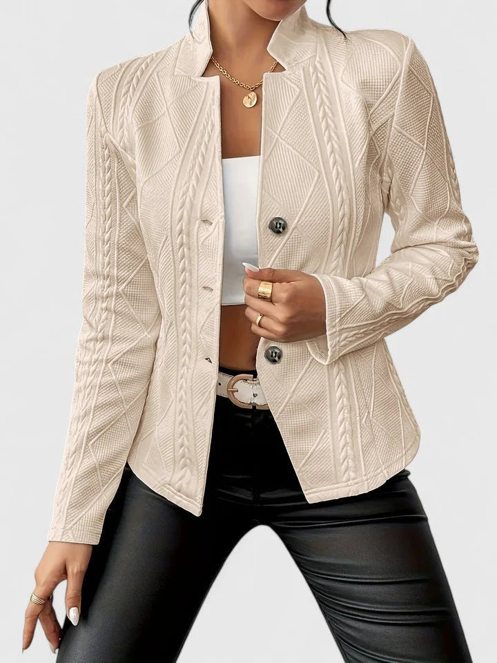 Women's Elegant Jacket | Tailored Fit, Geometric Texture, Structured Collar 4