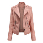 Women's Fitted Biker Jacket | Quilted Shoulders, Asymmetric Zip, Laced Detail 2