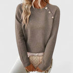 Women's Jumper | Asymmetric Cut, Decorative Buttons, Elegant Design 1