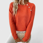 Women's Jumper | Asymmetric Cut, Decorative Buttons, Elegant Design 3