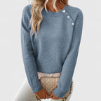 Women's Jumper | Asymmetric Cut, Decorative Buttons, Elegant Design 5