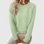 Women's Jumper | Asymmetric Cut, Decorative Buttons, Elegant Design 8